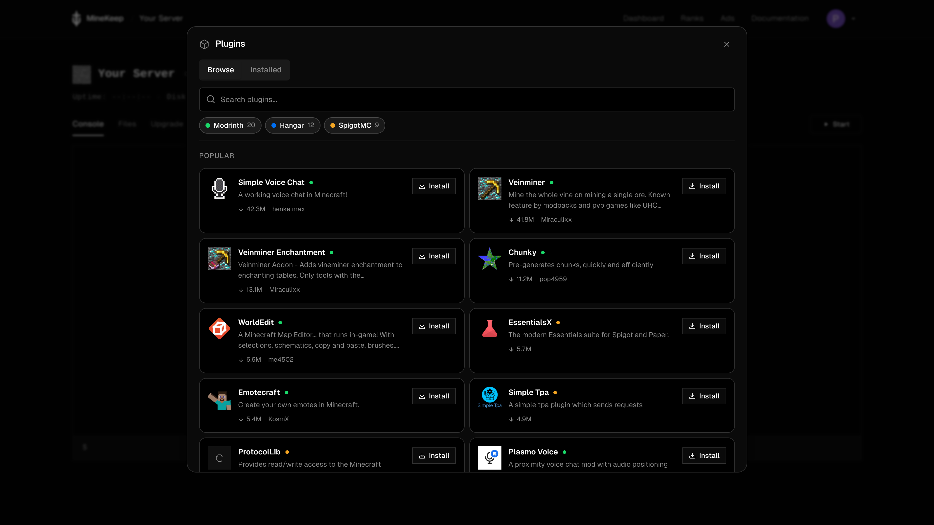 The Browse tab in the Plugin Manager