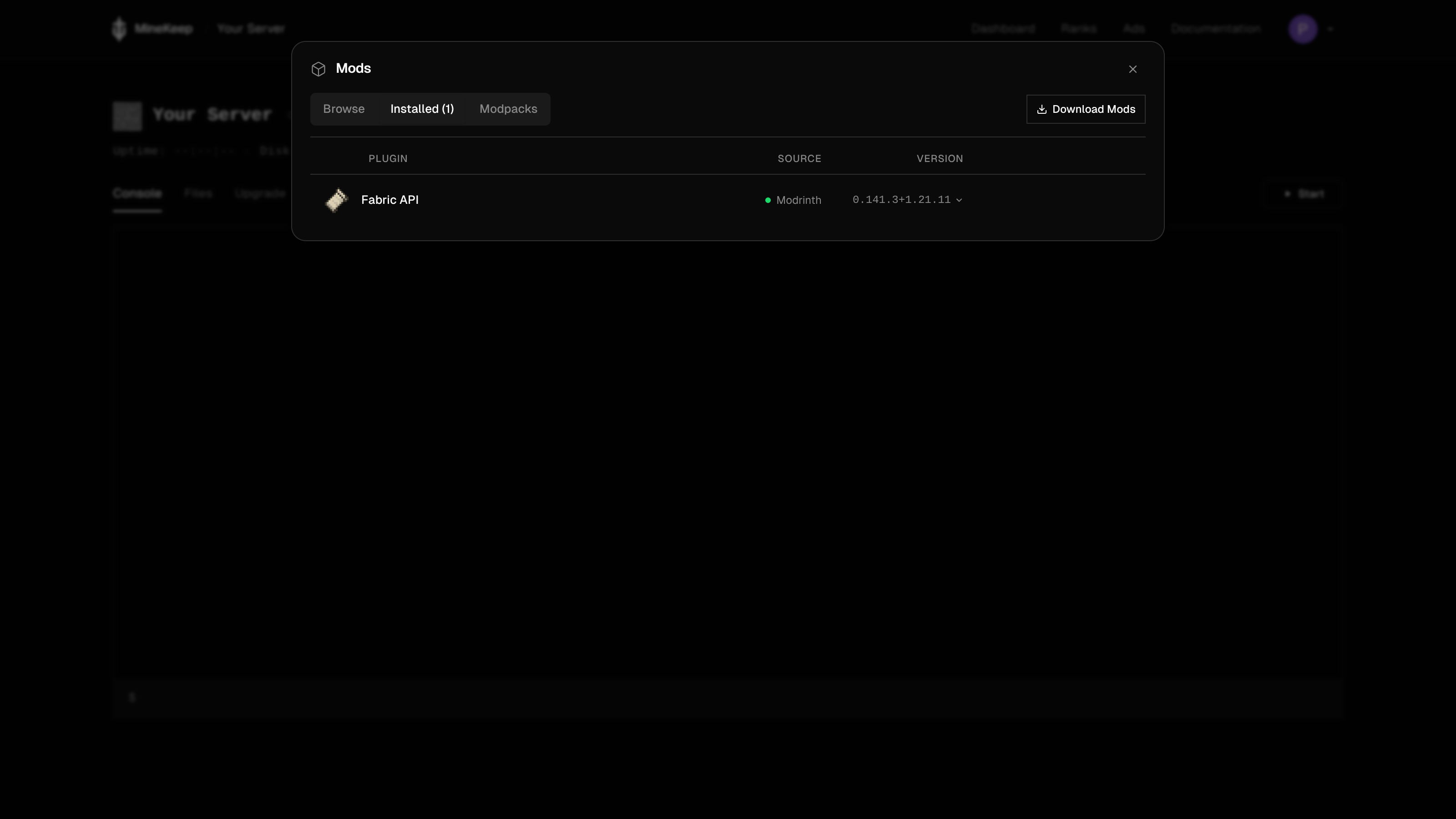 The Installed tab in the Mod Manager