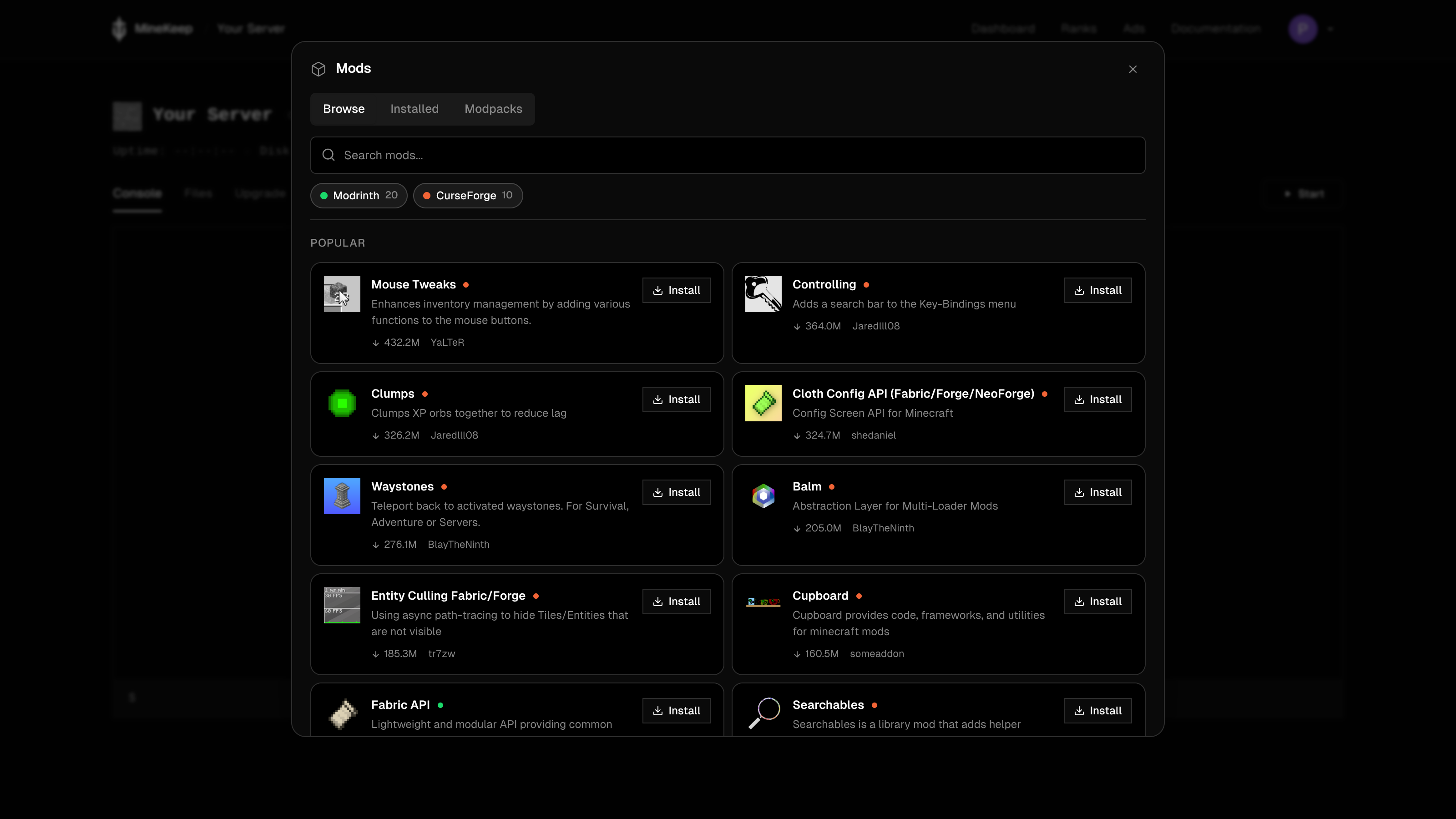 The Browse tab in the Mod Manager